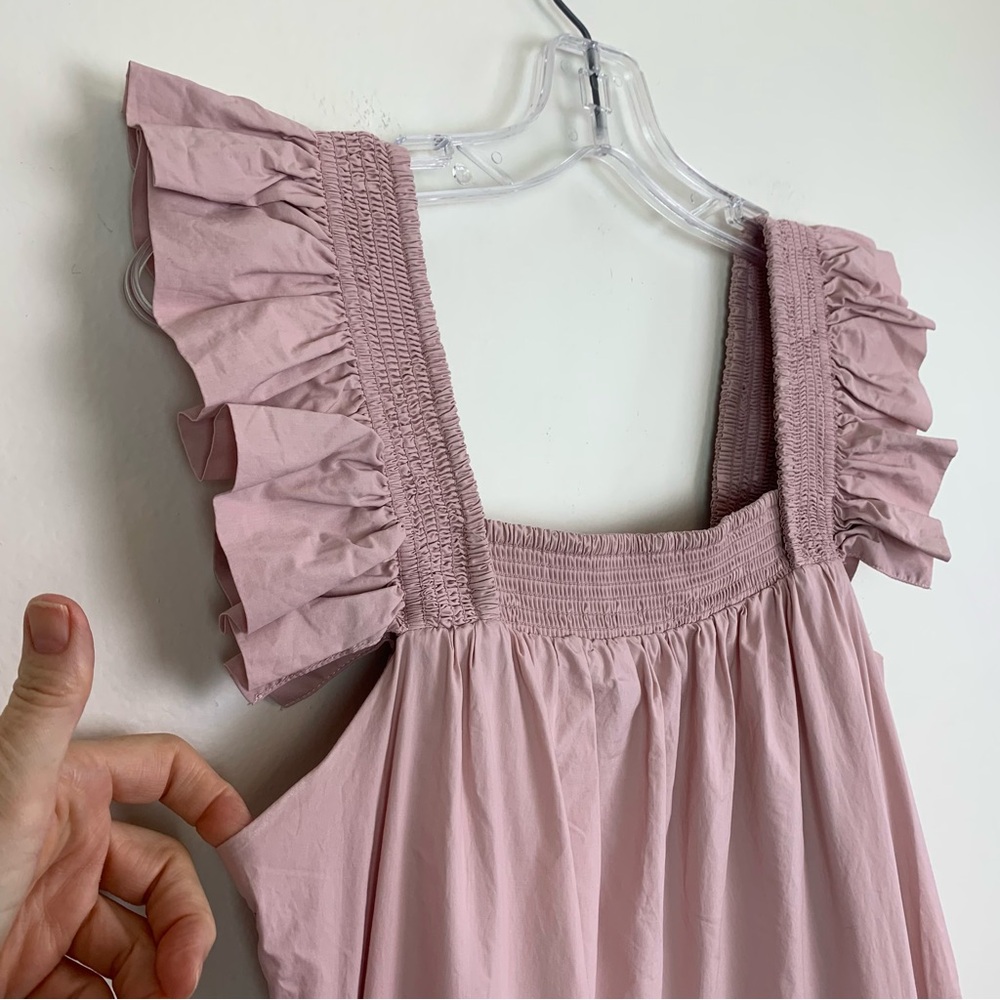 ENGLISH FACTORY Tiered Ruffle Midi Dress in Dusty Pink Size XS - Picture 7 of 16